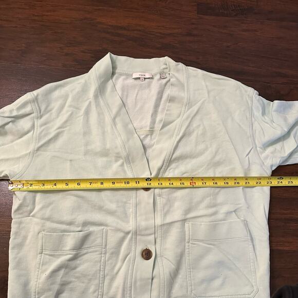 Vince. light seafoam blue long sleeve cotton cardigan size M - Picture 10 of 11